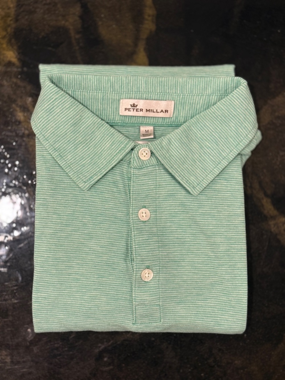 Peter Millar Mint-Green Striped Collared Shirt
